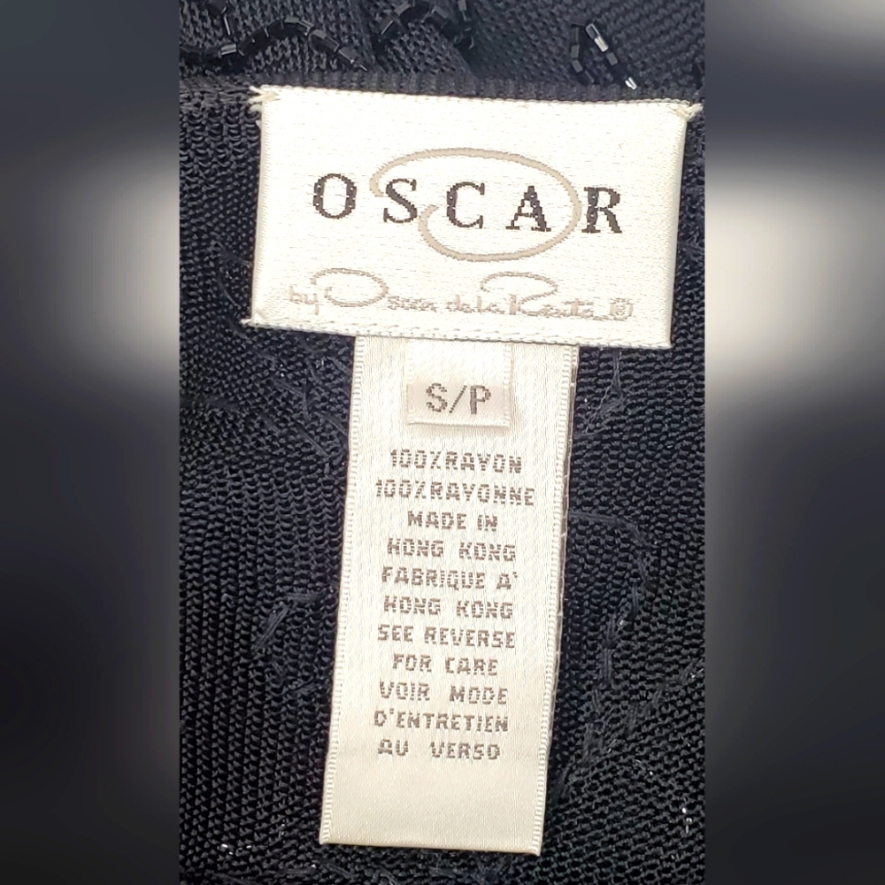 Oscar de la Renta Black Embellished Short Sleeve Top - Knit  Beaded - Picture 10 of 10
